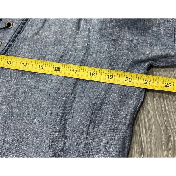 Sanctuary Mirabell Blue Denim Linen Shift Embroidered Lace up Dress Large NWT - Picture 10 of 12